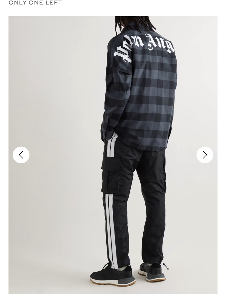 Palm Angels Black & Dark Gray Flannel Checked Back Logo Button-Down Shirt